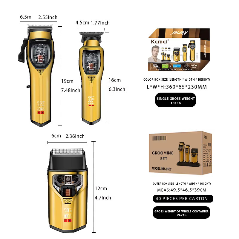 Kemei KM-8567 9000RPM Hi-Speed Cordless Profession Adjust Hair Clipper 2000mAh D