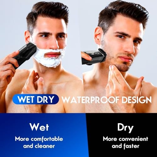 Vacuum Beard Trimmer for Men Rechargeable, IPX6 Waterproof Mustache Black