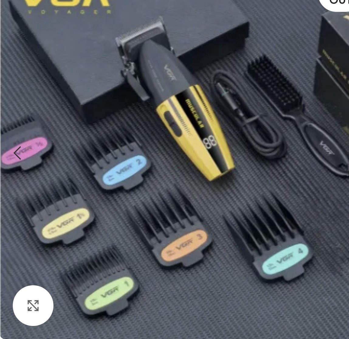 VGR V-285 Cordless Rechargeable Hair Clipper, USB Charging, Black/Gold Guards