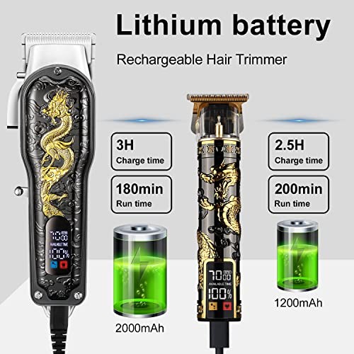 Hair Clippers for Men T-Blade Trimmer Set, Men Professional Black+gold