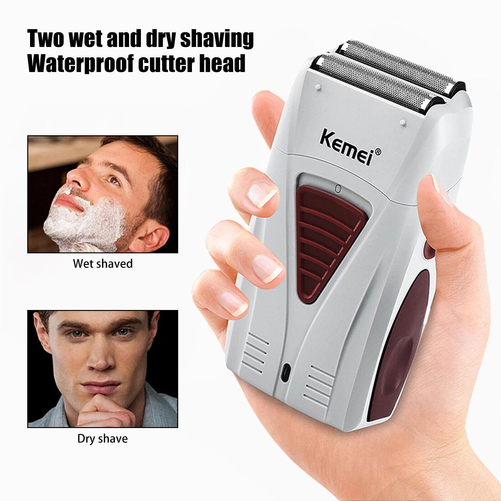 Men’s Hair Clipper Trimmer Bald Kemei Electric Head Blade Dual Foil Shaver Blade