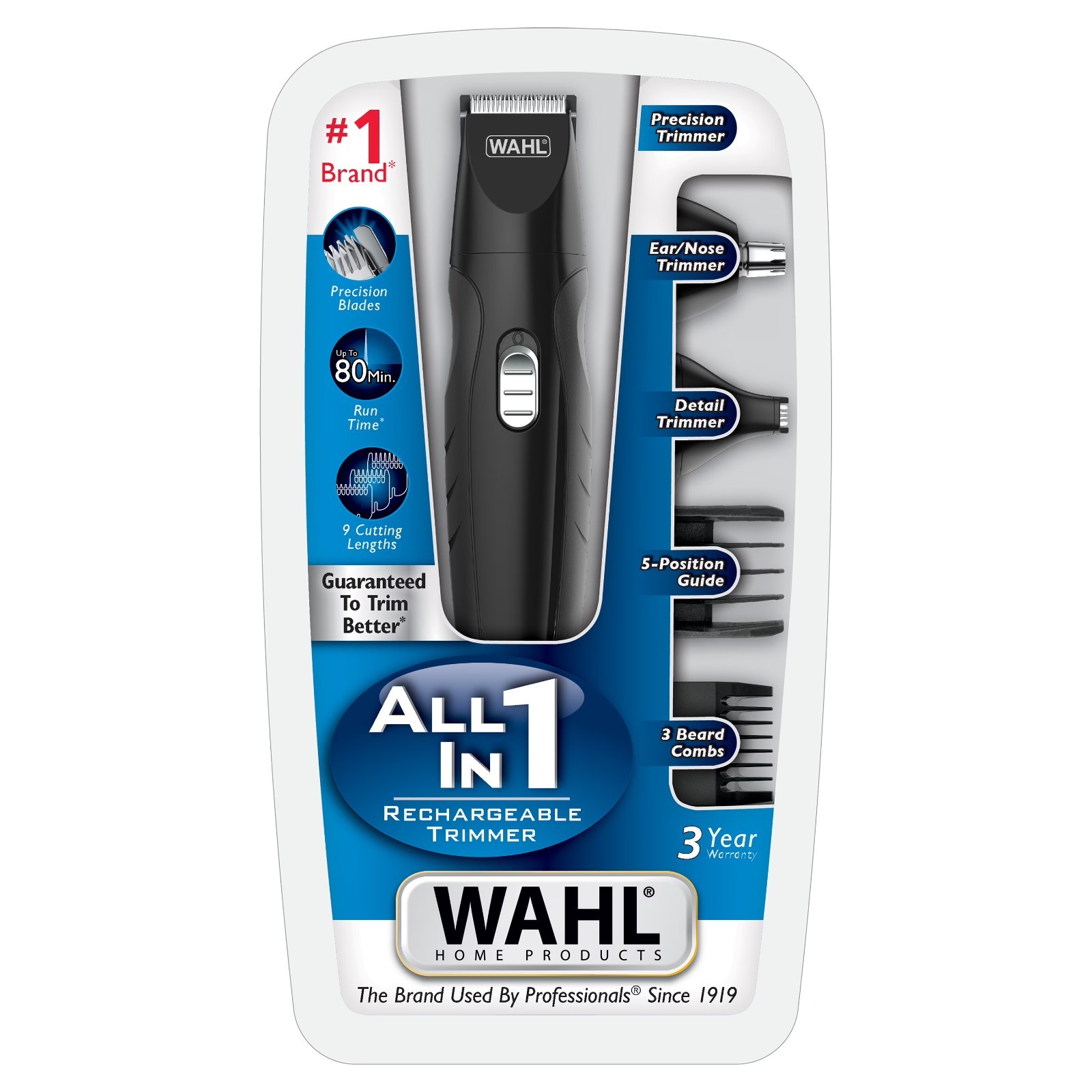 Wahl All in One Rechargeable Beard Trimmer Men Mustache Nose Ear Grooming 05644