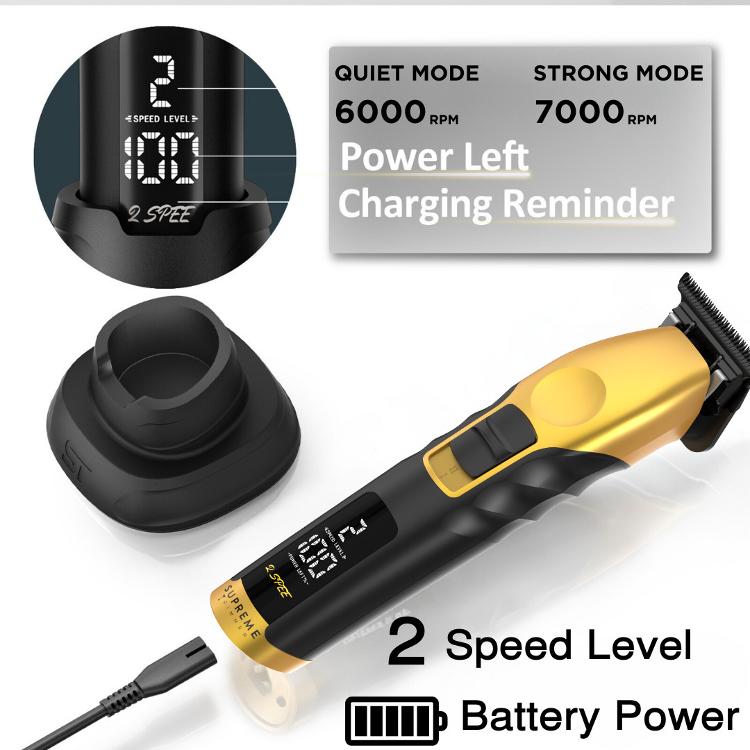 Supreme Trimmer 2Spee Hair Trimmer, 3 Hour Use, Detachable T-Blade | ST622 Gold