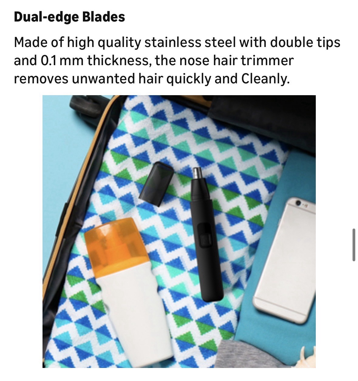New Professional Painless USB Rechargeable Rotating Hair Trimmer for Ears & Nose