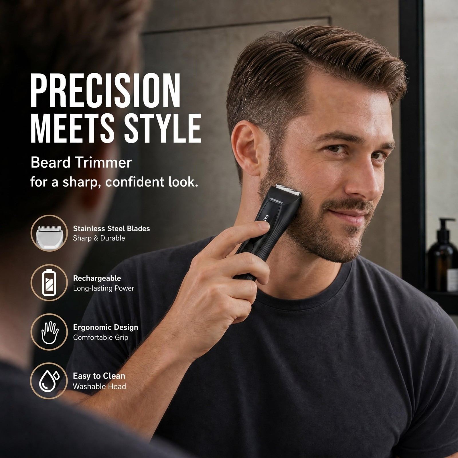 8-in-1 Electric Body & Beard Hair Trimmer, Waterproof Wet/Dry Clipper, LED Light