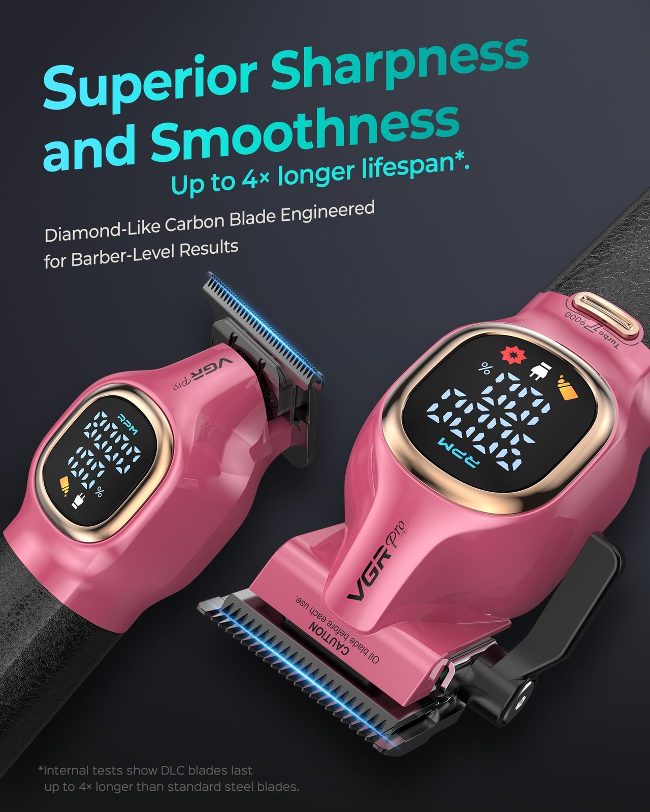 VGRPRO Professional Hair Clippers for Men, Barber Pink
