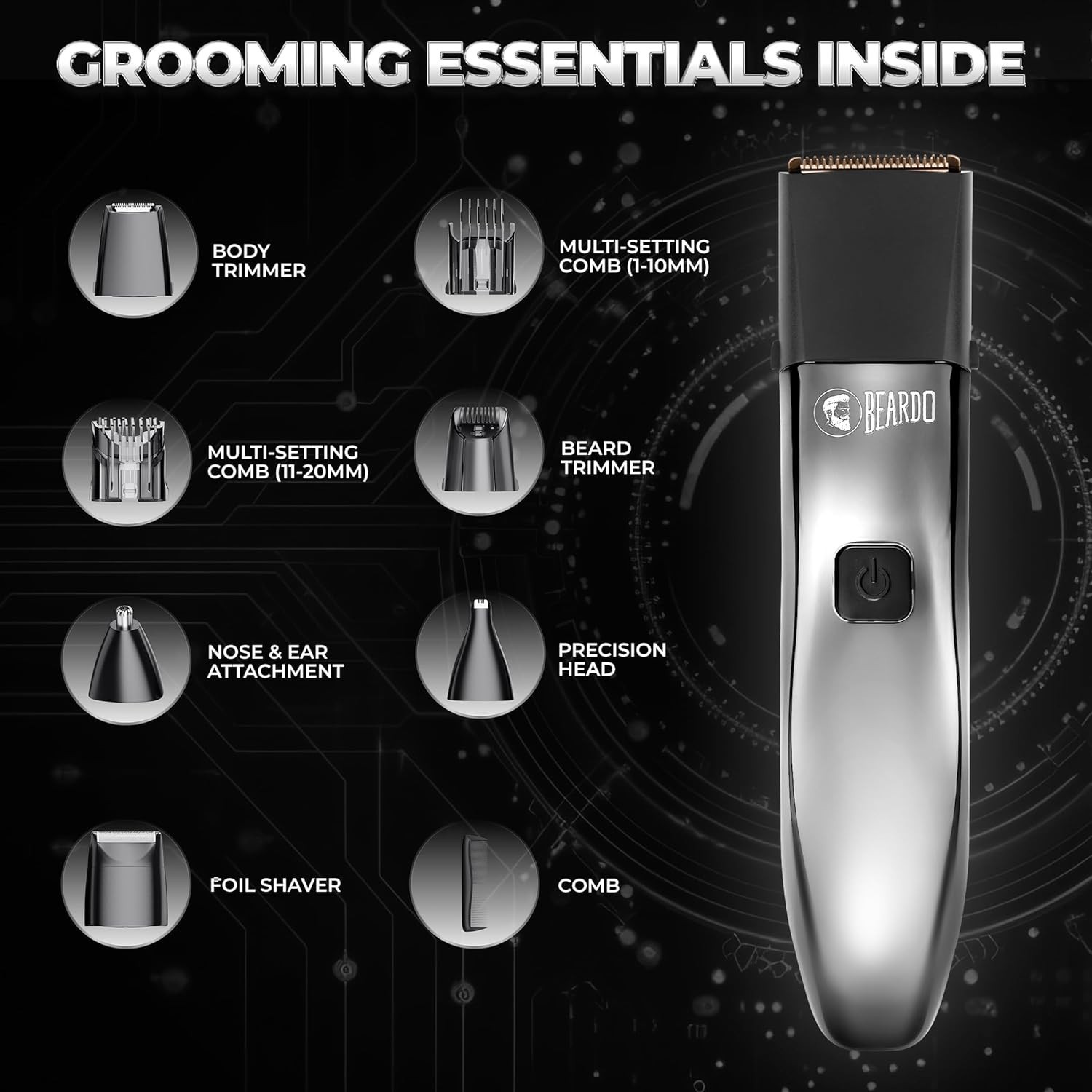 Beardo Chrome Beast Multipurpose Full Body Groomer Trimmer,BDTO037,Black