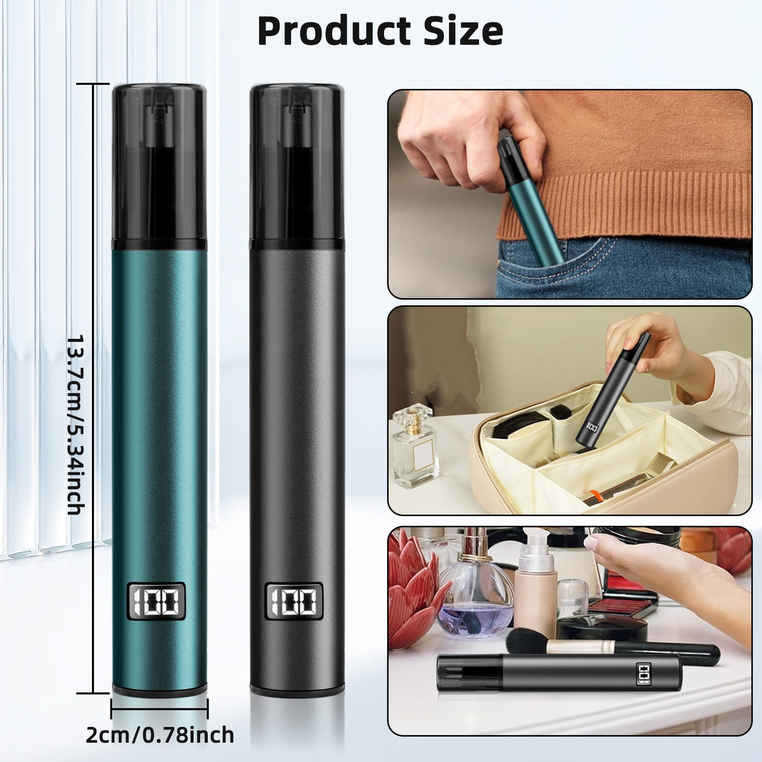 Digital Display Nose Trimmer, Washable Cutter Head, USB Charging, Men’s Grooming