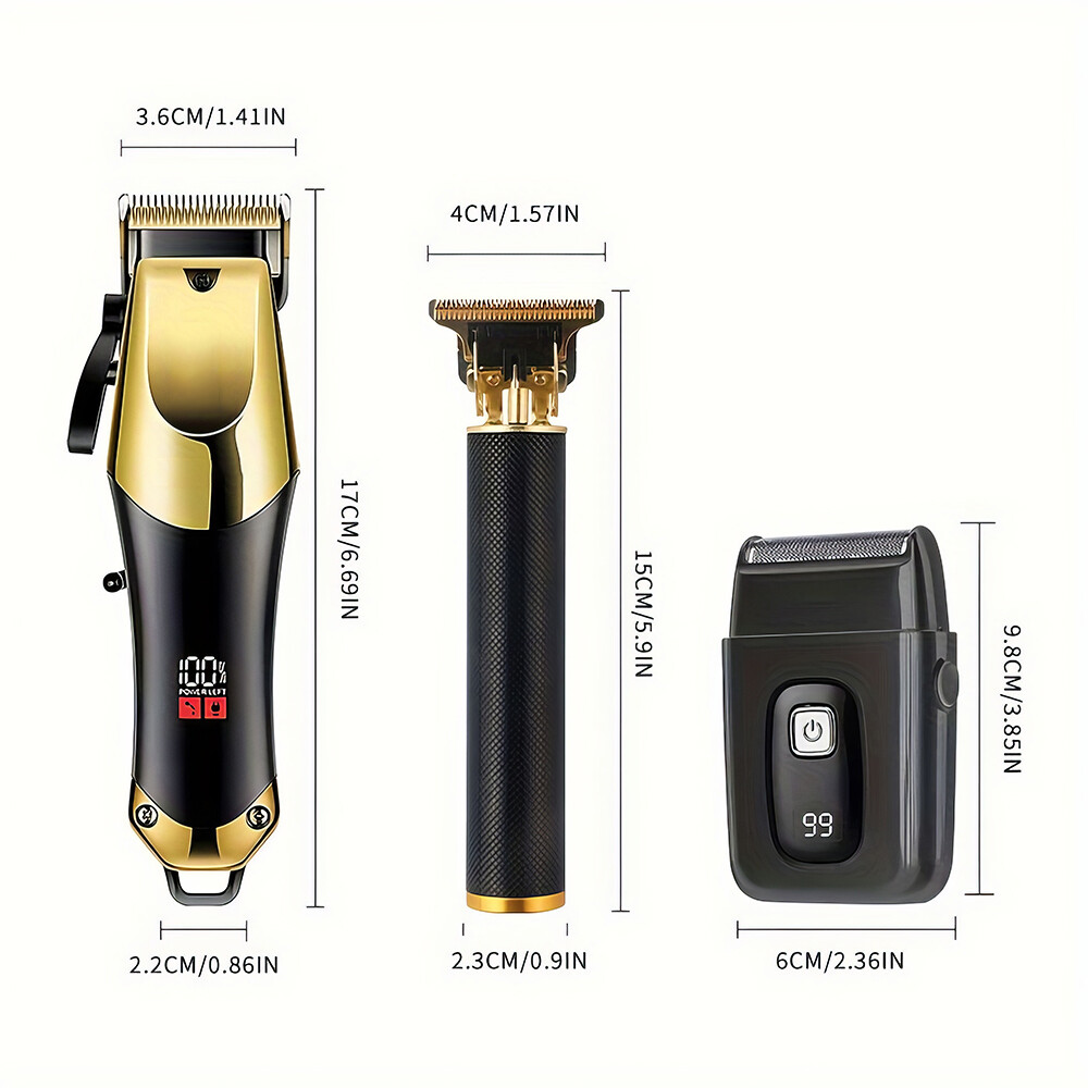 Professional Hair Clipper for Men, 3-piece Set, Beard Trimmer Shaver Set and Kit