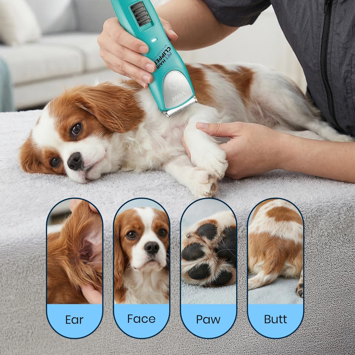 VGR V-216 Professional Pet Hair Clipper Dogs Cats Ceramic Blades 180Min Runtime