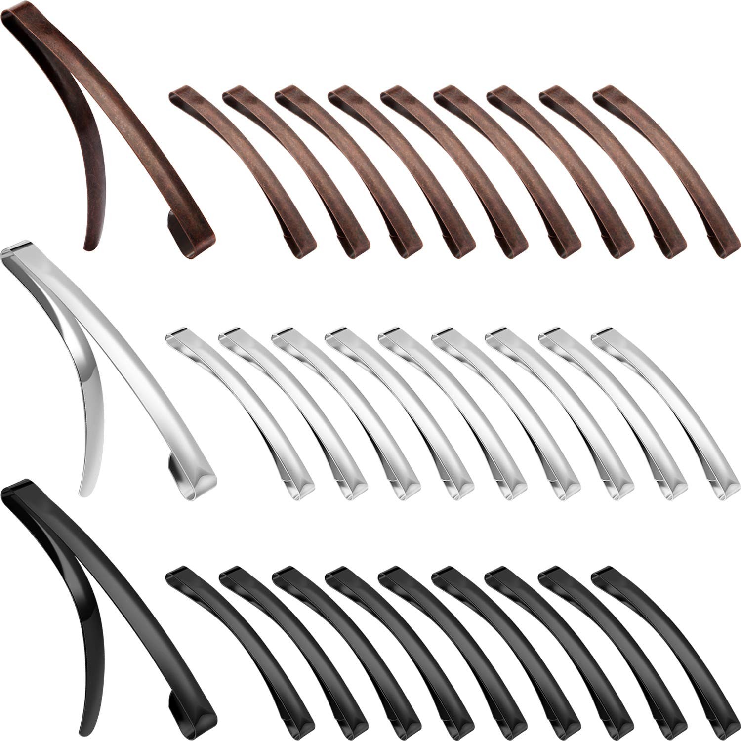 Hotop 30 Pieces Open Center Metal 30 Count (Pack of 1), Black, Silver, Brown