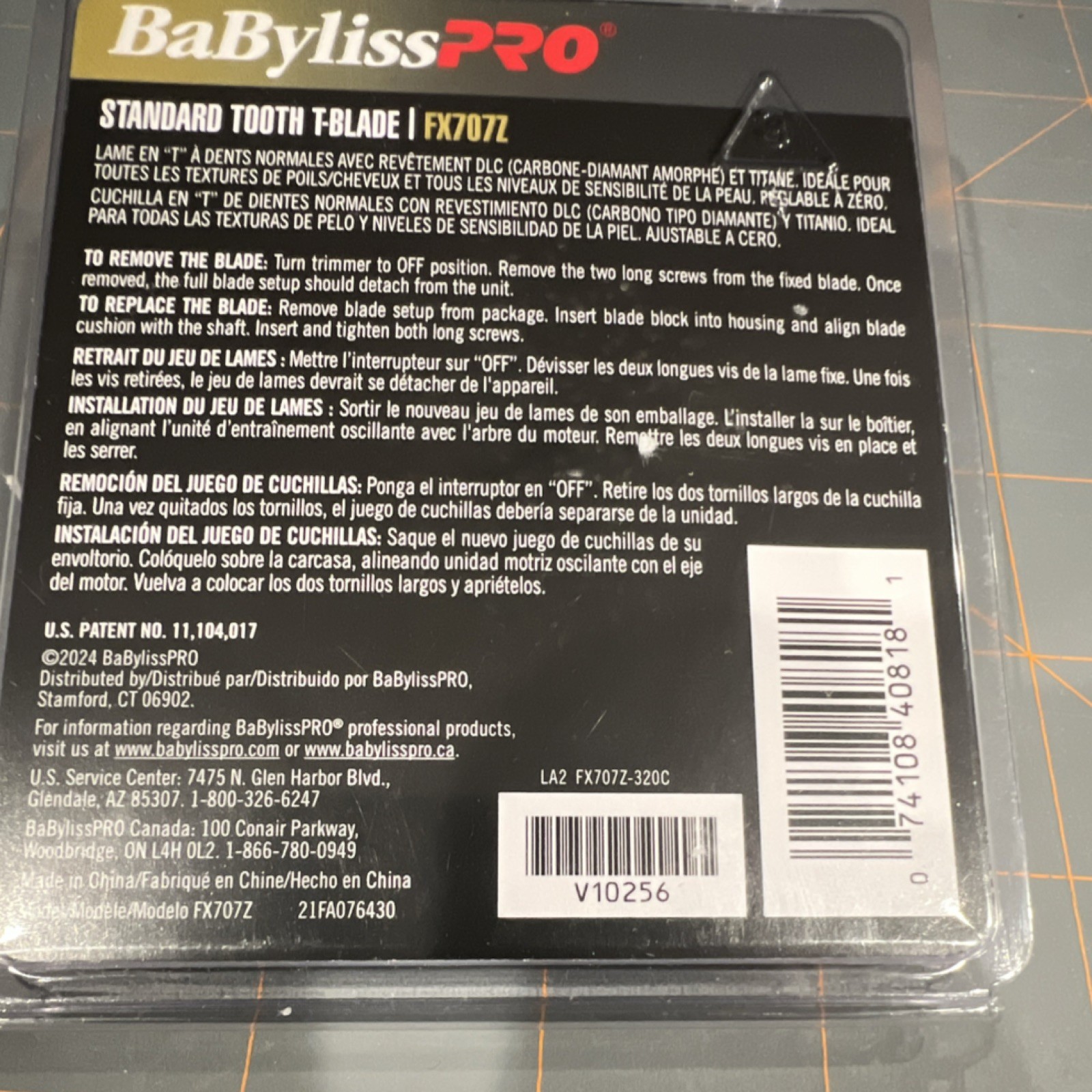 BaBylissPRO FX707Z Gold T-Blade DLC Titanium Zero Gap for Face Neck Head