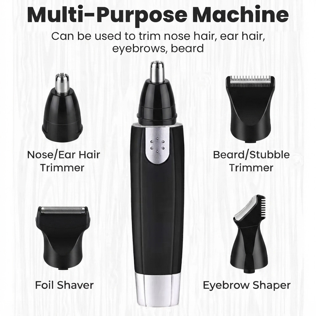 3-in-1 Rechargeable Facial Hair Trimmer Nose Ear Eyebrow Shaver Grooming Kit