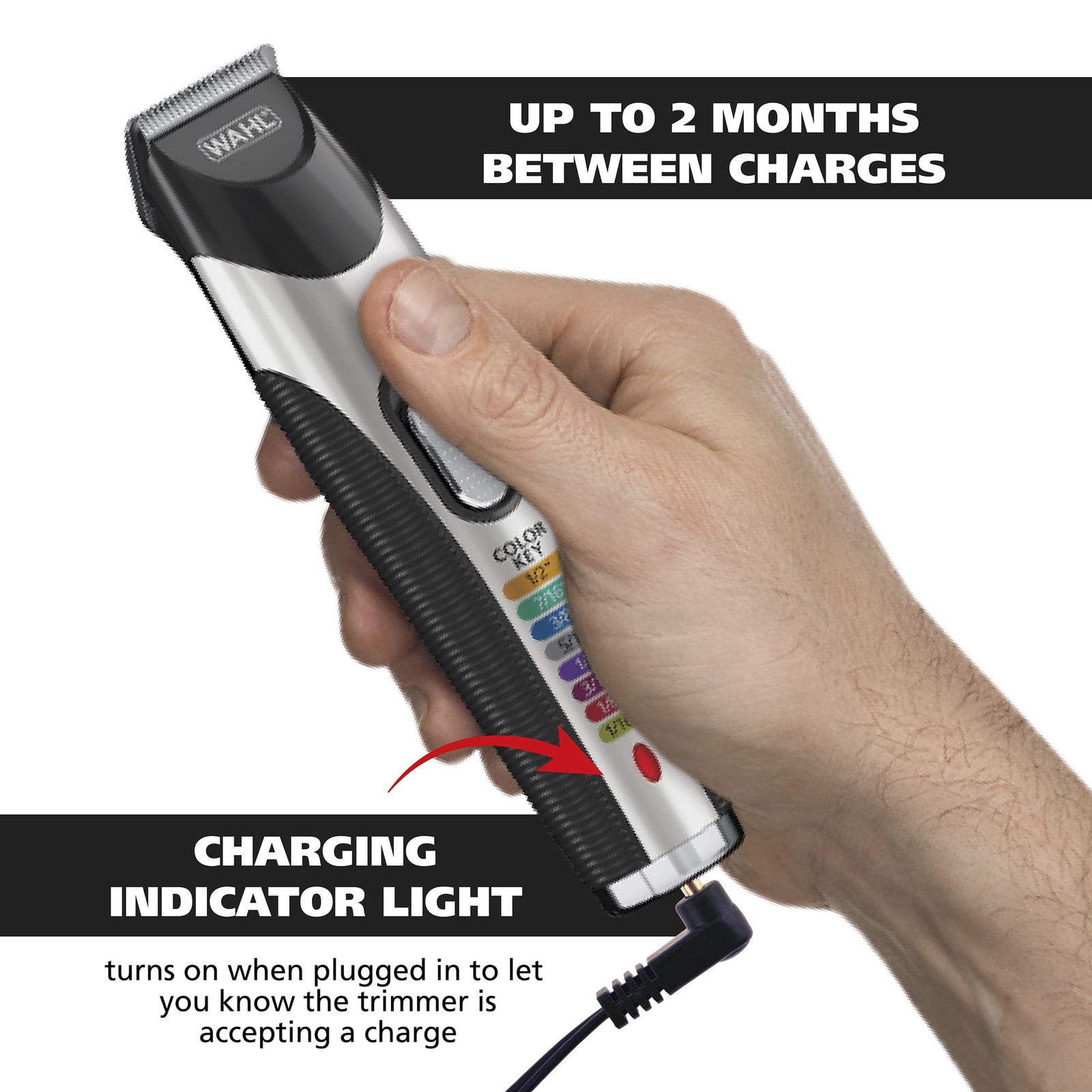Wahl Color Pro Cord/Cordless Rechargeable Hair, Beard Trimmer for Men – 9891-100