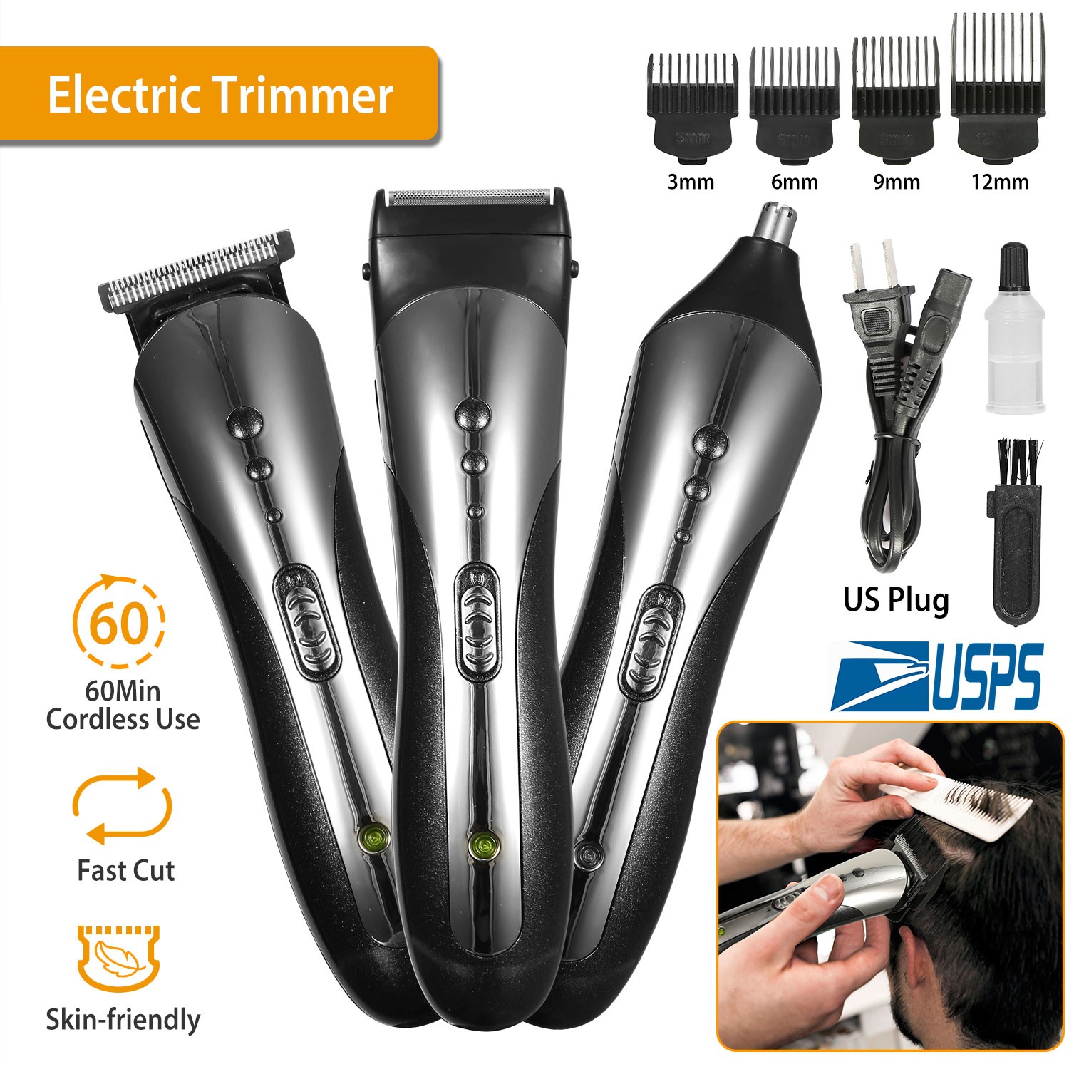 Beard Trimmer for Men Waterproof Electric Razor for Nose Body Face & Mustache