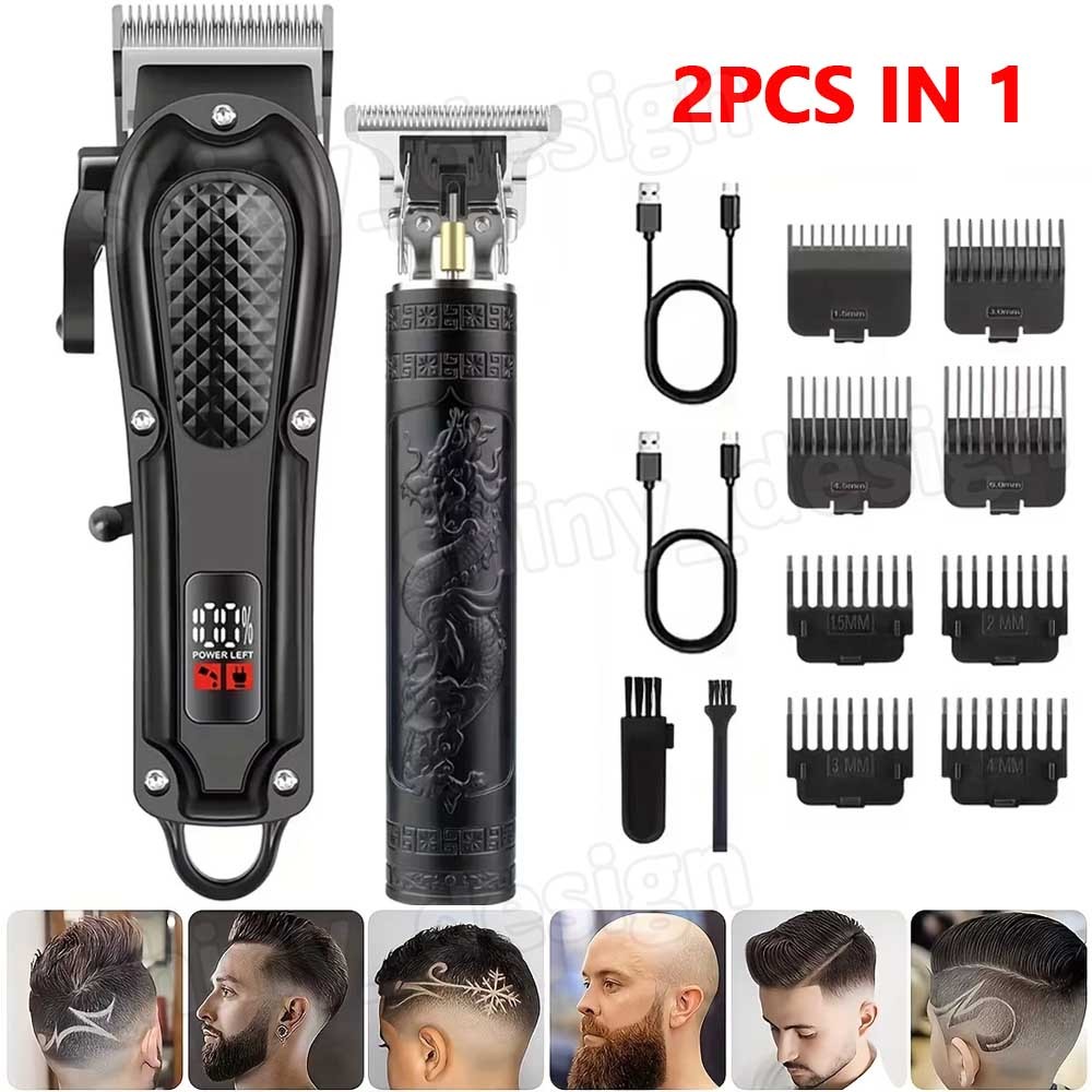 Professional Men Hair Clippers &Barber Clippers and Trimmer Set USB Rechargeable