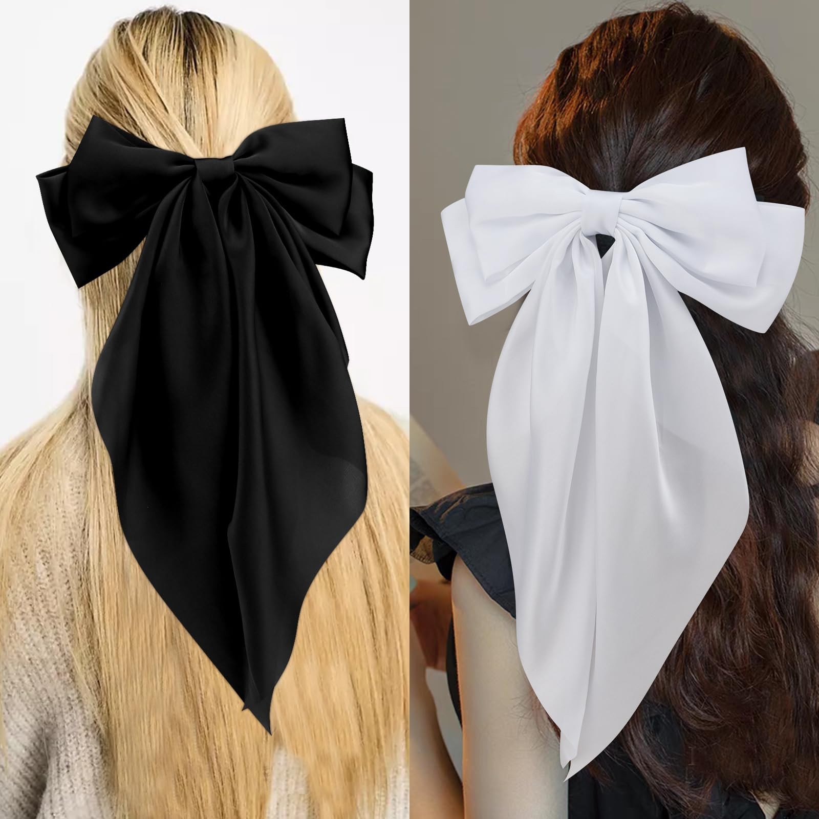 Velscrun Hair Bows for Women Girls 1 Count (Pack of 3), Black, white, pink