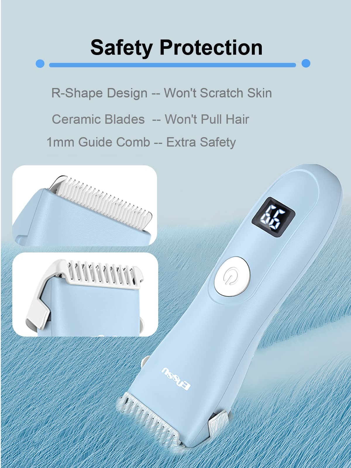 Baby Hair Clippers Low Noise Autism Hair Trimmer for Kids,Blue