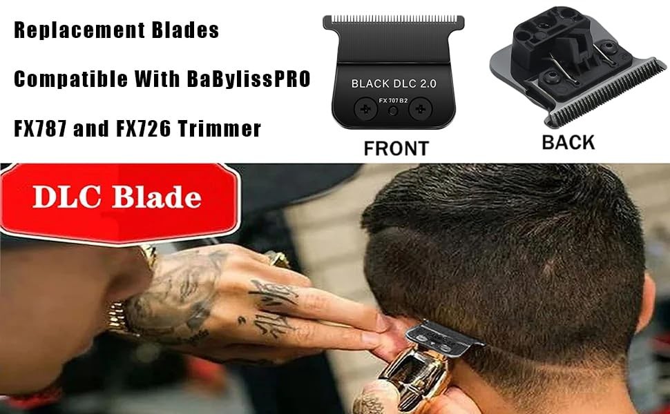 FX707Z Replacement DLC 2.0 Trimmer Blade Compatible with BaByliss FX787 Black