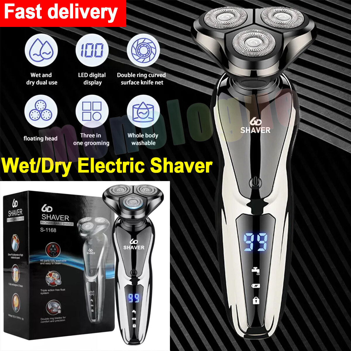 Wet & Dry Electric Beard Shaver Trimmer Razor USB Rechargeable Men Grooming Kit