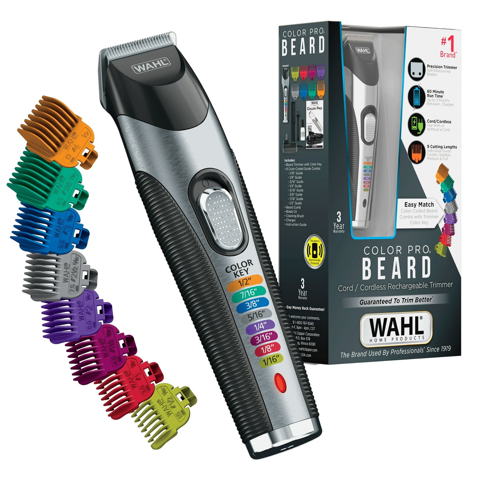 Wahl Color Pro Cord/Cordless Rechargeable Hair, Beard Trimmer for Men – 9891-100