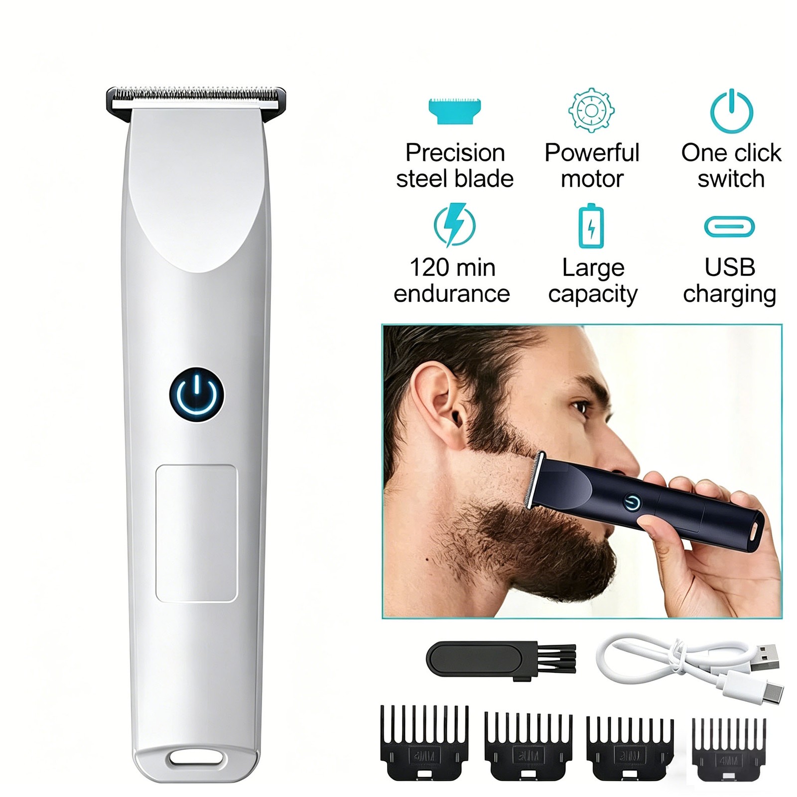 Rechargeable Men’s Electric Beard Shaver Trimmer Razor Hair Shaving Machine USB