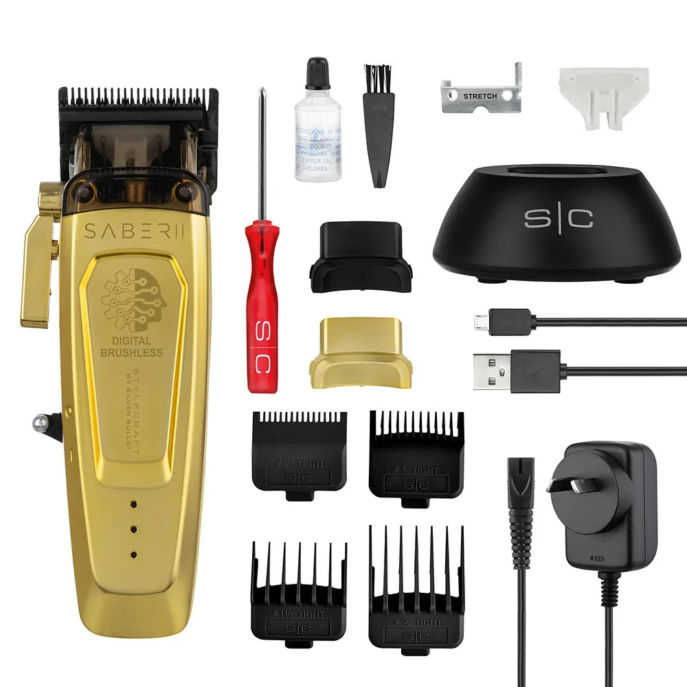 StyleCraft Saber ⅠⅠ Cordless Clipper w/Digital Brushless Motor Gold | SC617M
