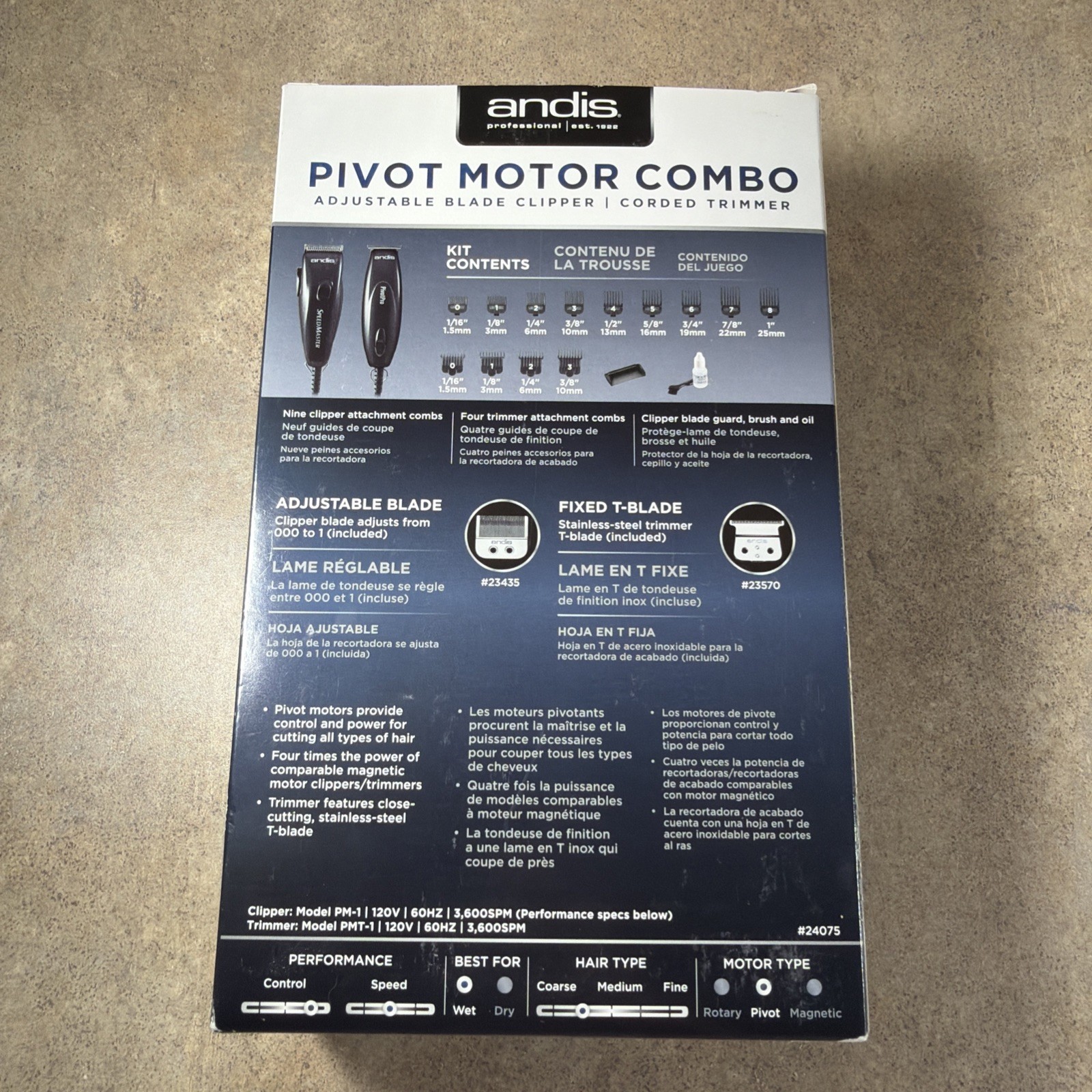 Andis Pivot Motor Combo Adjustable Blade Clipper & Trimmer #24075