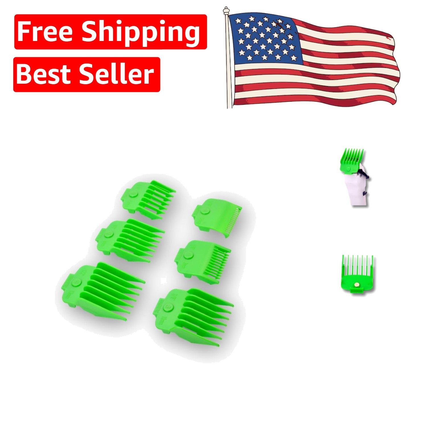 Professional Slime Green Magnetic Hair Combs – Precision Cutting Guides 1.5-19mm
