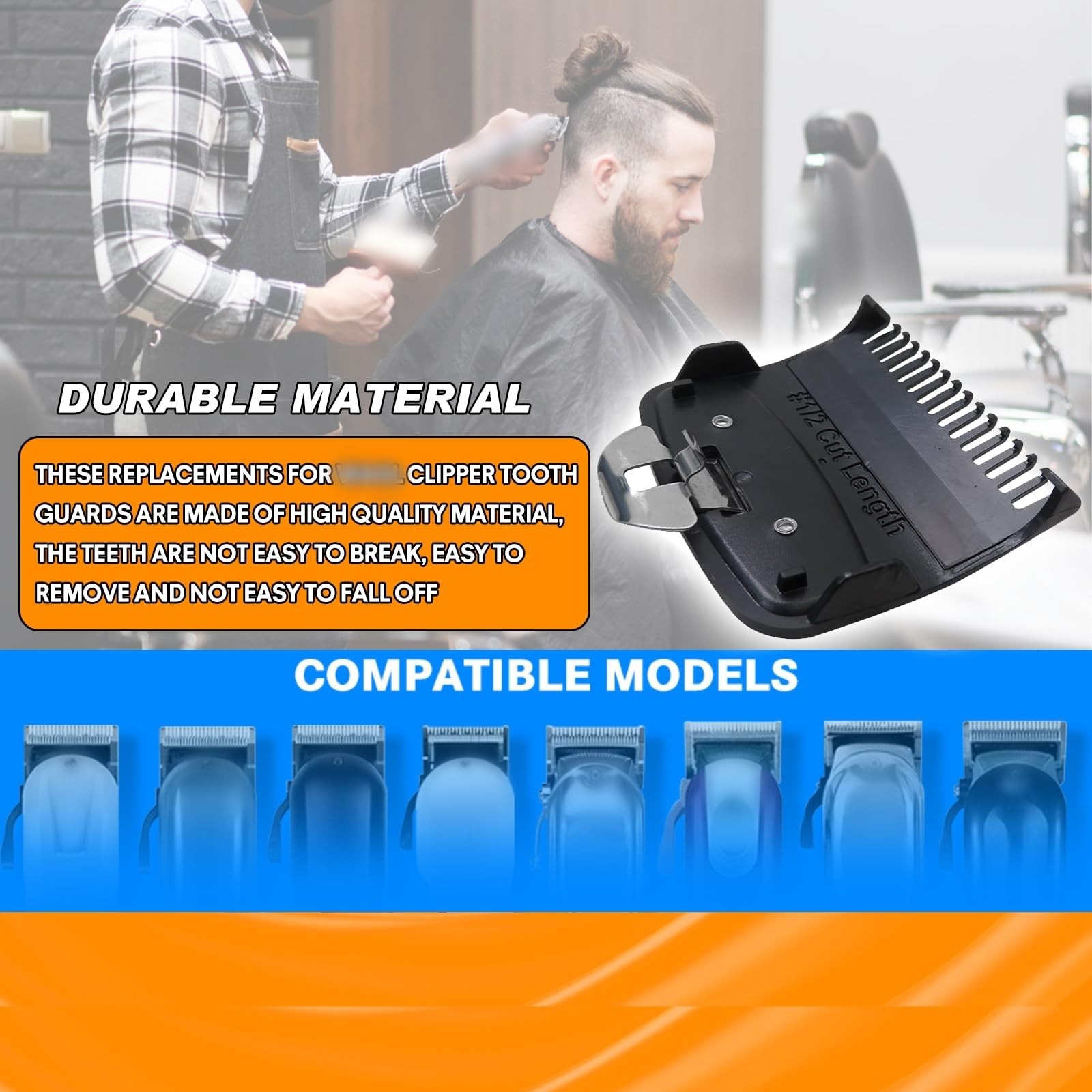 Clipper Guards Set, Compatible with wahl 1/2 clipper guards, 1.5 mm Metal Cli…