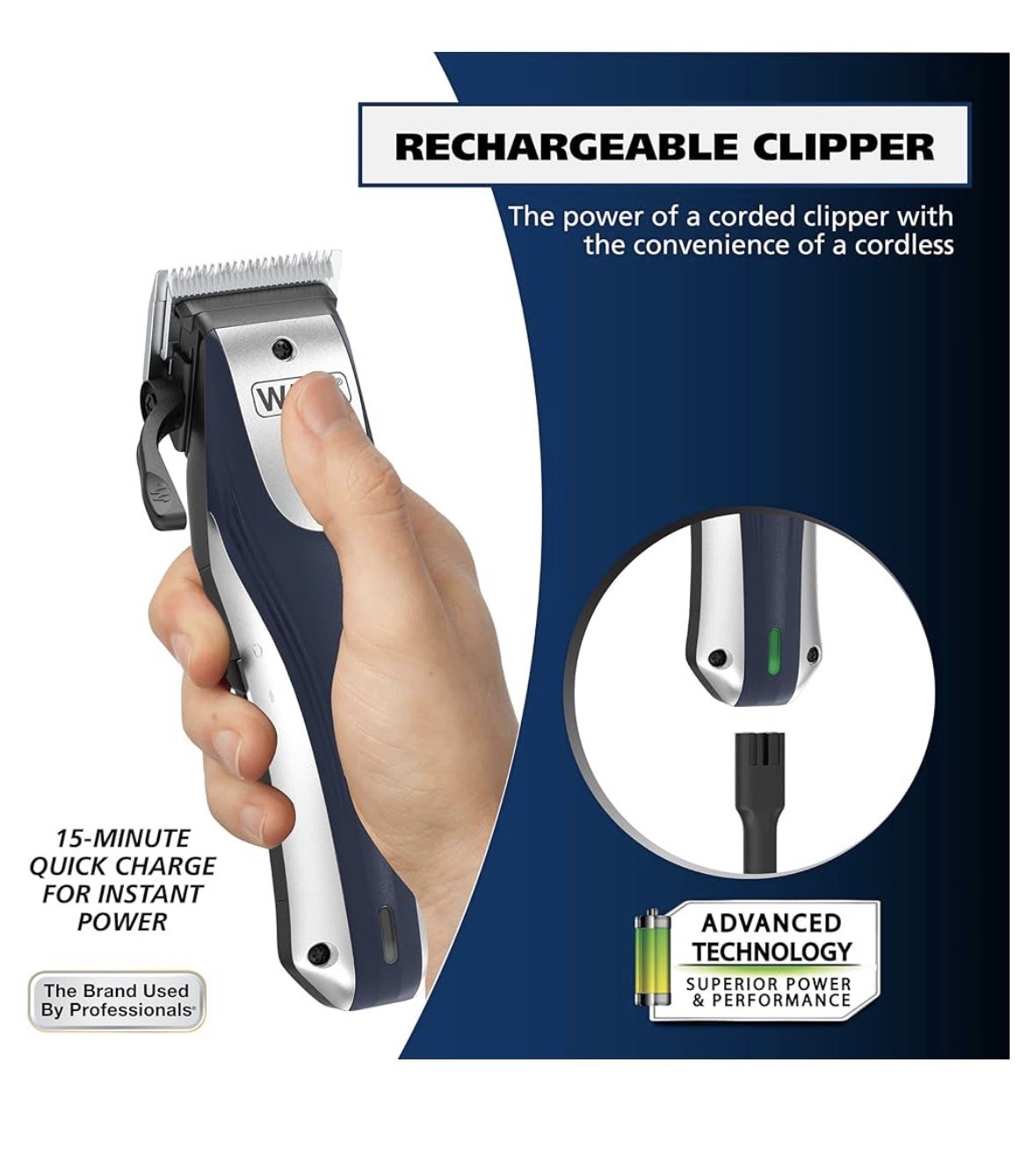 Wahl Lithium Ion Pro Rechargeable Cordless Hair Clippers for Home Haircuts
