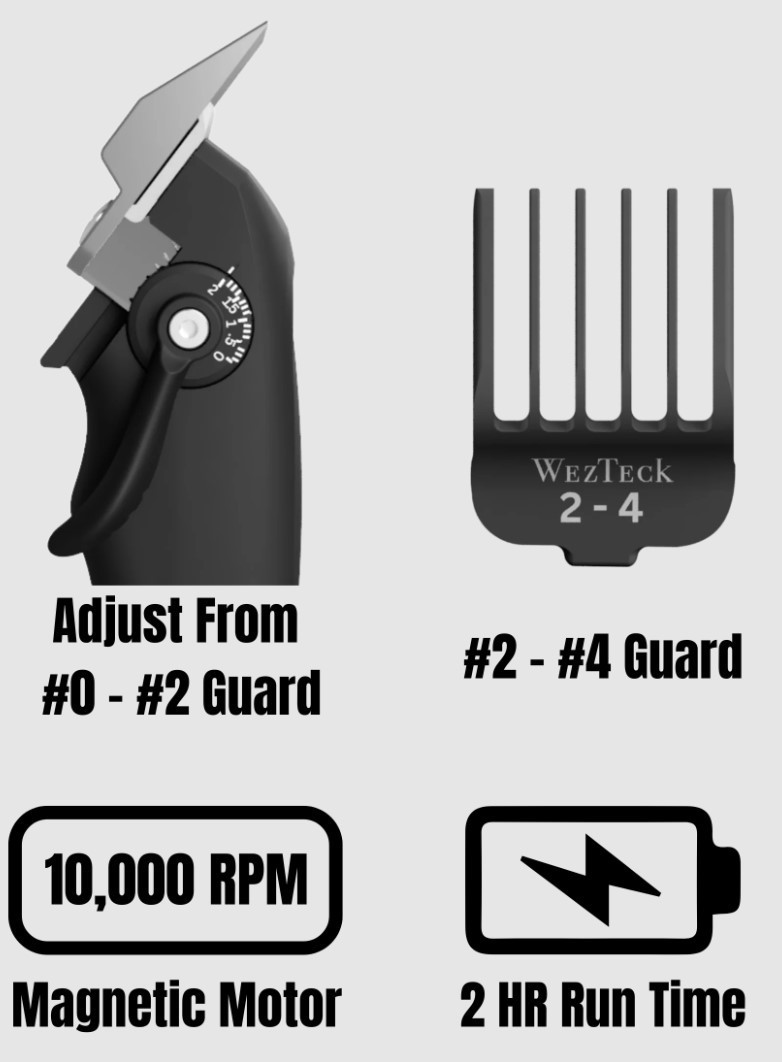 WezTecK Hair Clipper Opens from a 0-2 White