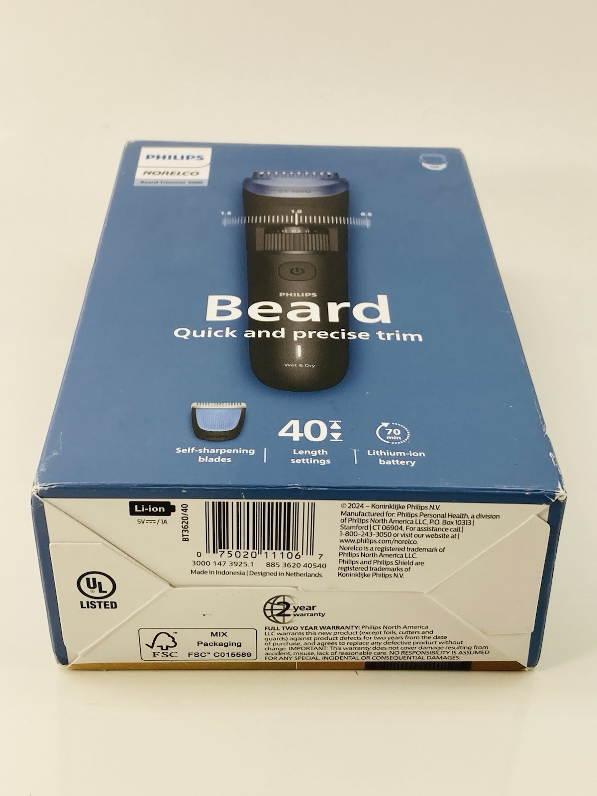 Philips Norelco Beard Trimmer 3000 BT3620/40 USB Rechargeable 40 Length Settings