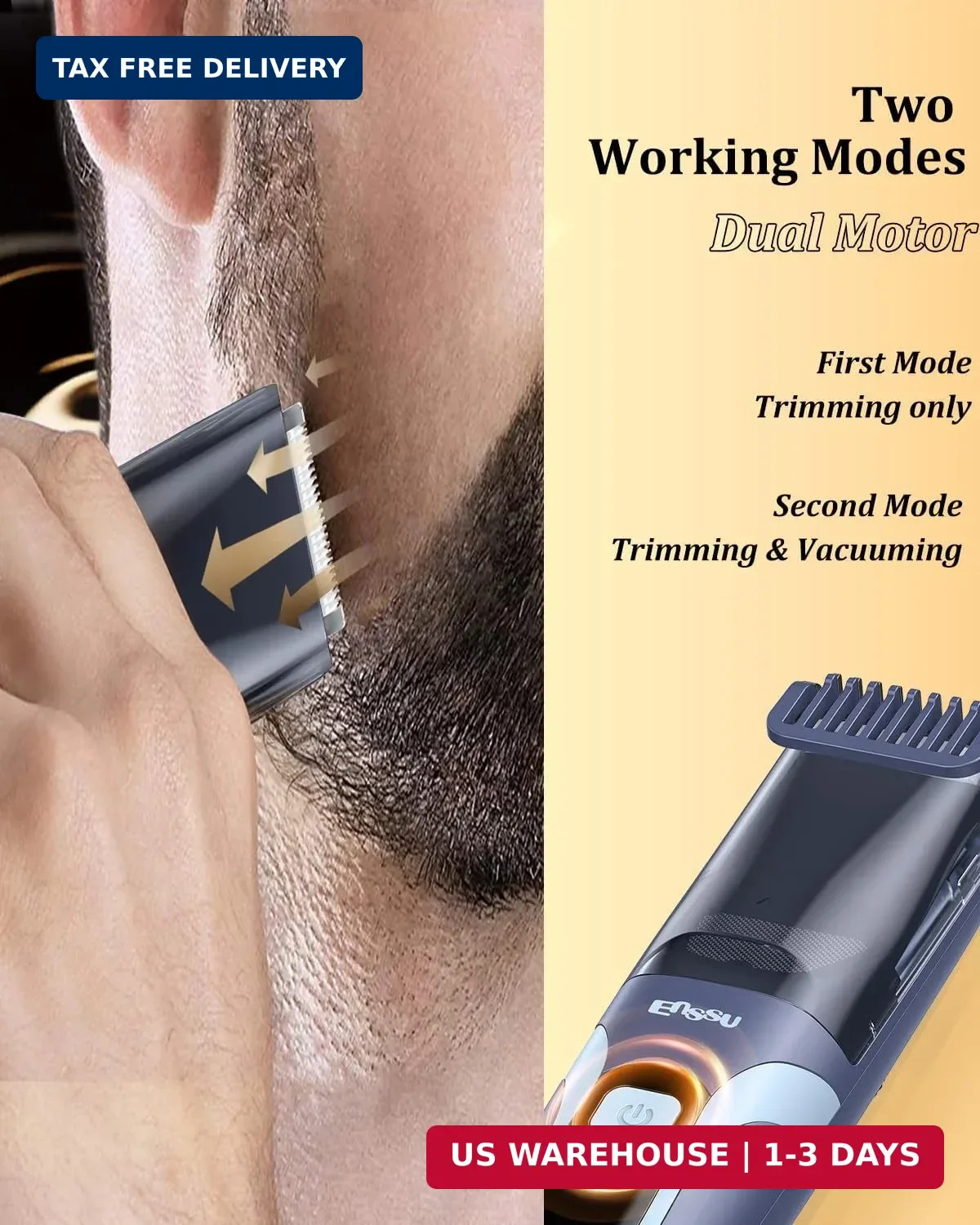 Vaccum Beard Trimmer for Men USB-C Rechargeable,Beard Trimmers with 2 Comb | Ele
