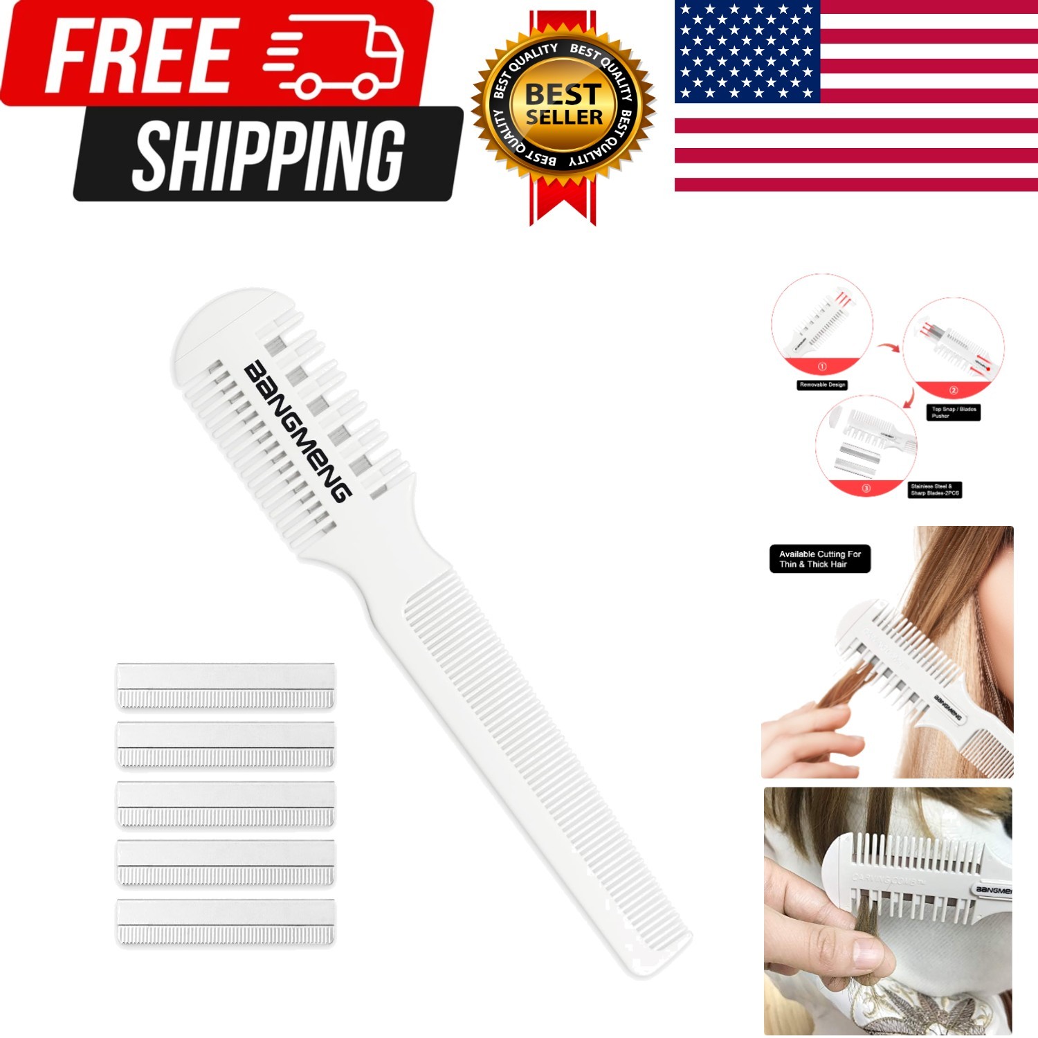 Hair Cutter Comb, Shaper Razor Comb, Split Ends Trimmer Styler, Double Edge R…