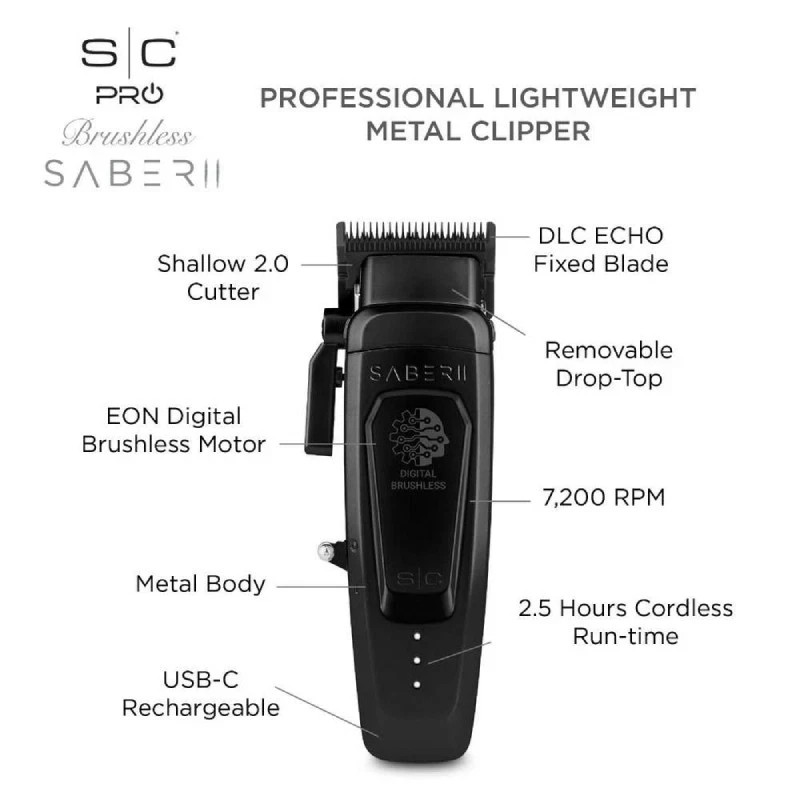 StyleCraft Saber 2.0 Black Gold Cordless Metal Clipper SC – BRAND NEW