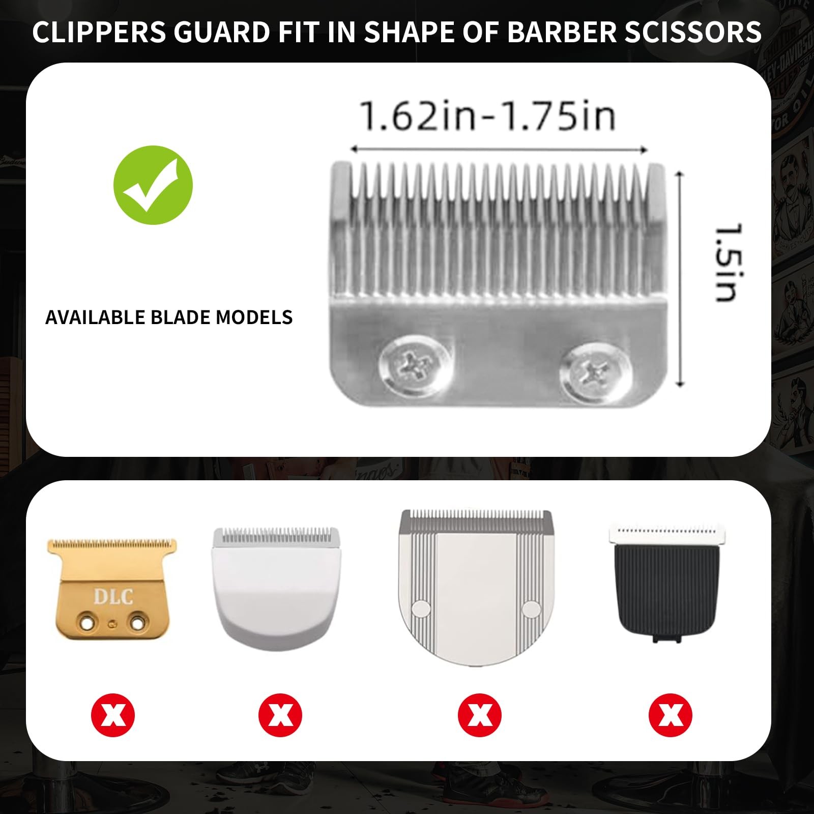 10-Piece Black Clipper Guard Set 1.5-25mm 1-Inch Compatible with Wahl Clippers