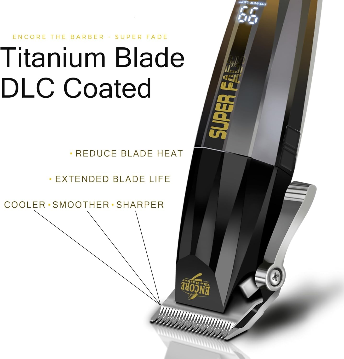Super Fade Professional Hair Clipper for Barbers Fast Clean Black, Gold