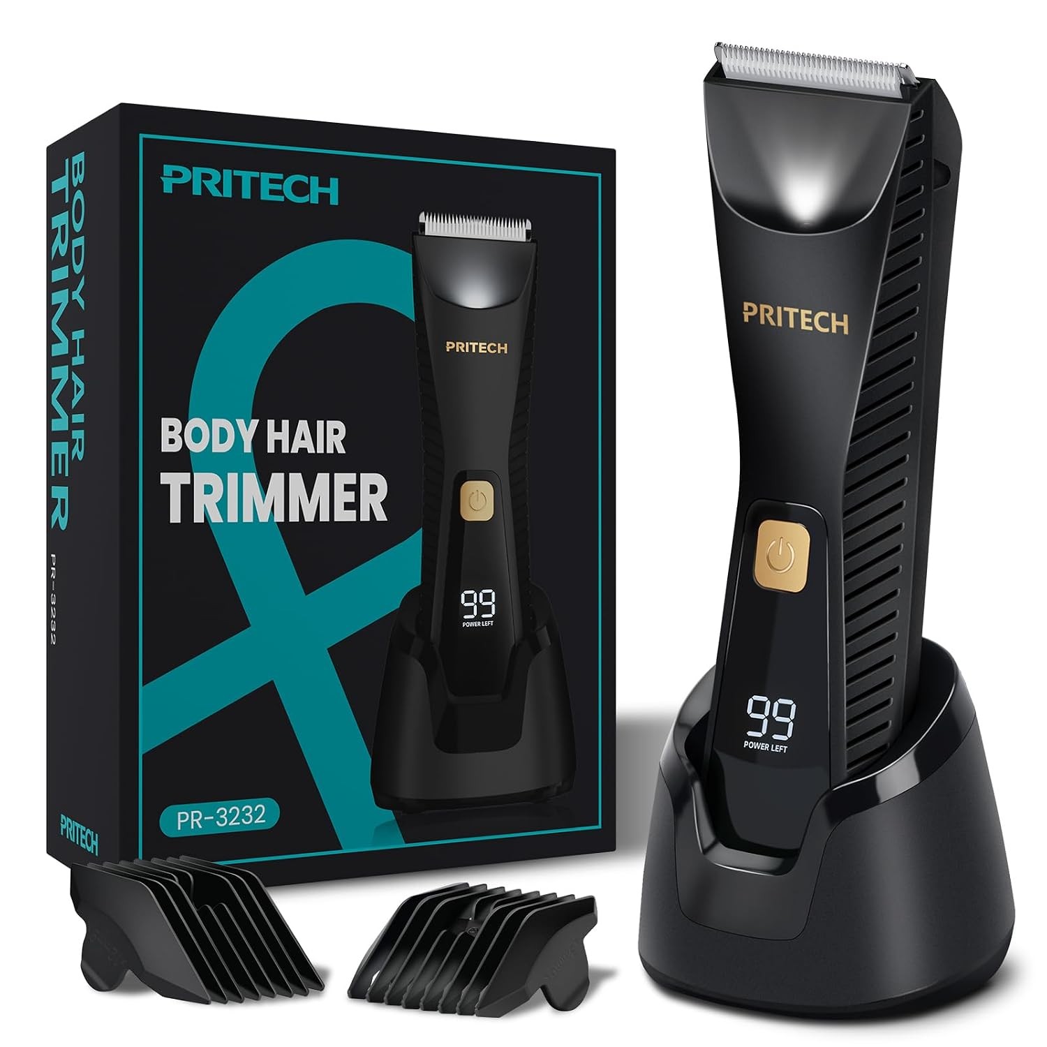 Waterproof Ceramic Pubic Hair Trimmer for Men Body Hair Grooming Trimmer
