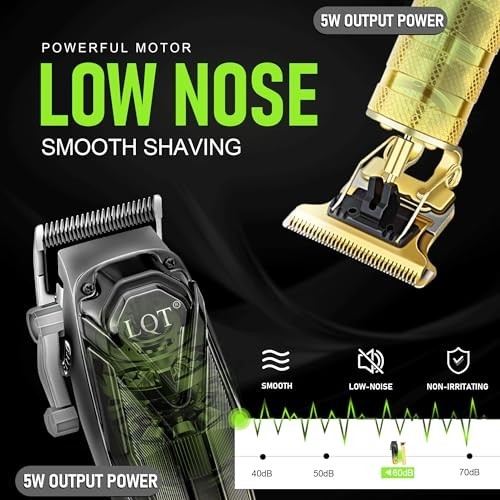 LQT Professional Cordless Hair Clippers Zero-Gap Blade USB-Charge LED