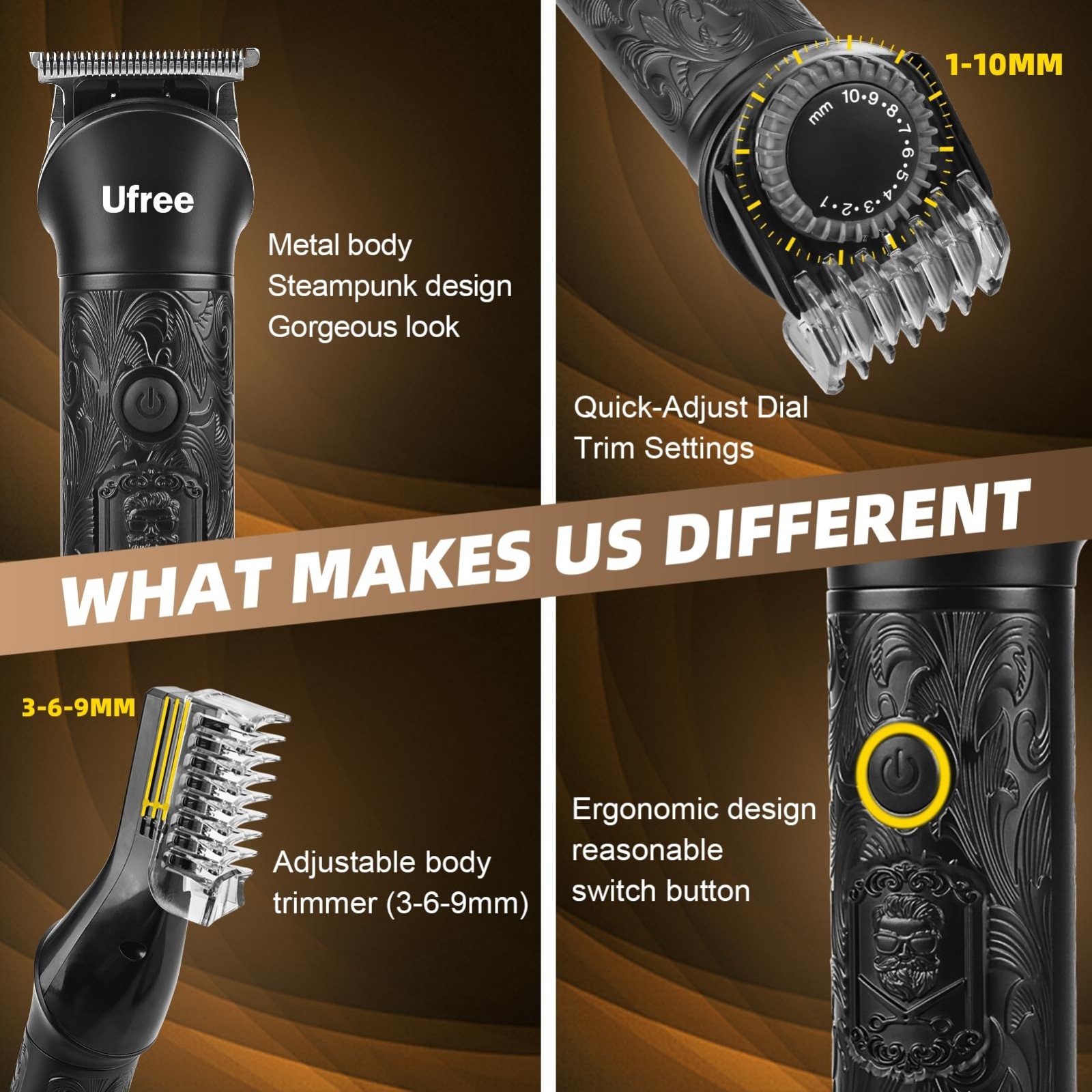 7-in-1 Beard Trimmer Grooming Kit for Men, Electric Razor with LED Display, Adju