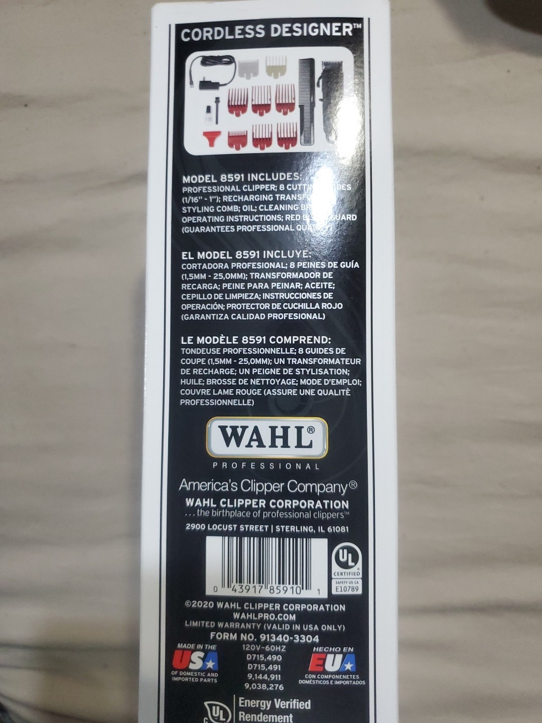 Wahl Cordless Designer Clipper Lithium-Ion Rotary Motor Square Blade Black