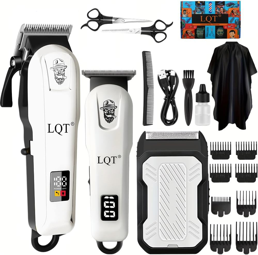Professional Hair Clippers & Trimmer Set Cordless Barber Kit 3PCS for Men