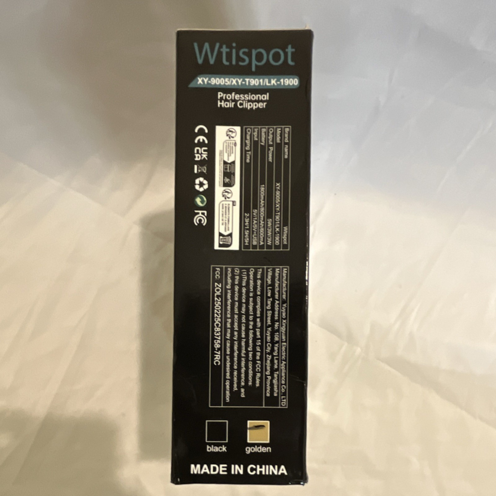 Wtispot Rechargeable Hair Clipper Copper Motor Black Golden XY-9005/XY-T901/LK-…