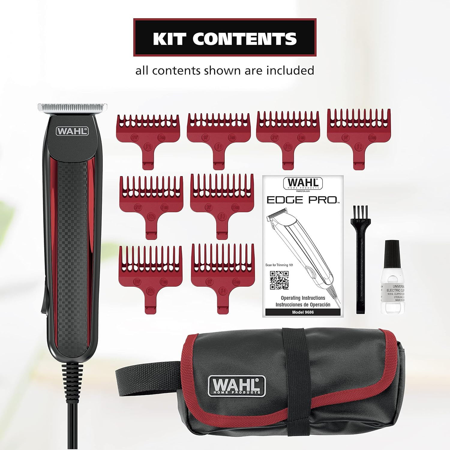 Wahl Edge Pro Bump Free Corded Beard Trimmer for Men Touch up Trimmer & Grooming