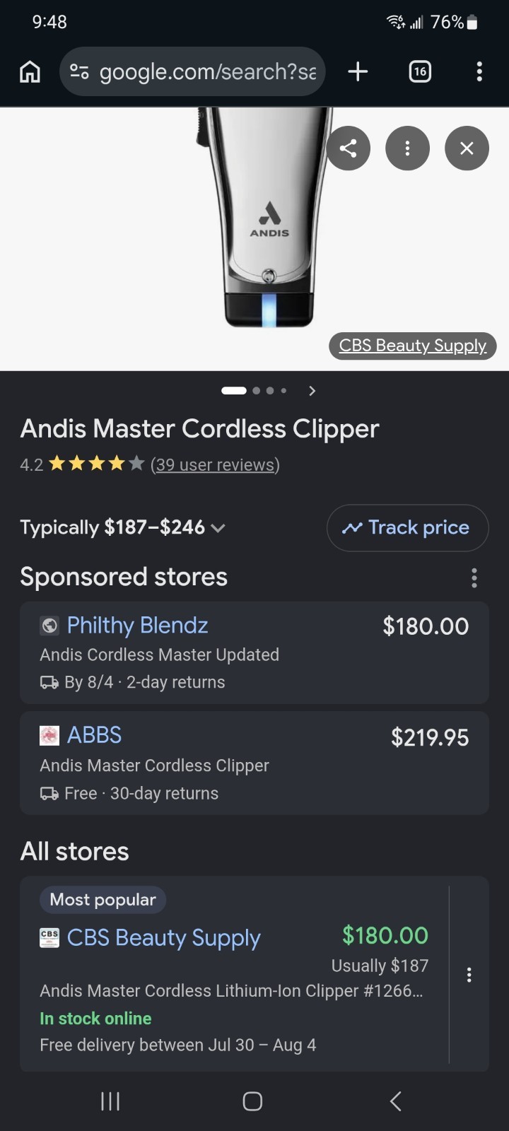 Andis Master Cordless Clipper