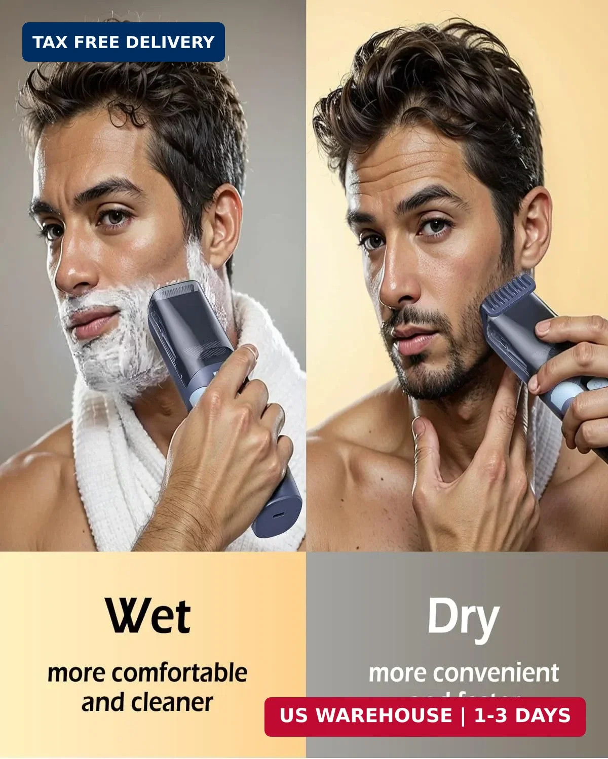 Vaccum Beard Trimmer for Men USB-C Rechargeable,Beard Trimmers with 2 Comb | Ele