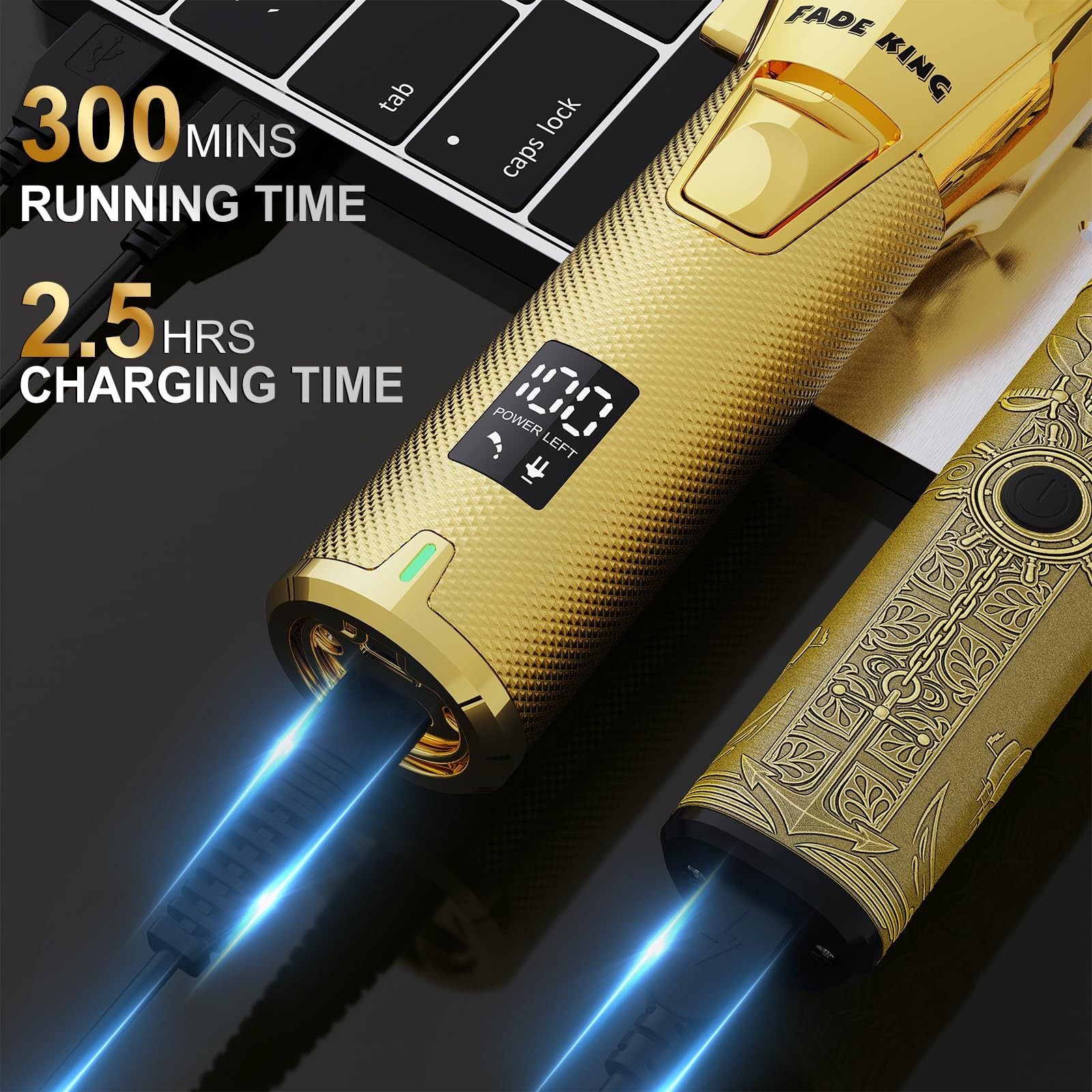 FADEKING® Professional Hair Clippers & Beard 16 Piece Set, Gold+bronze