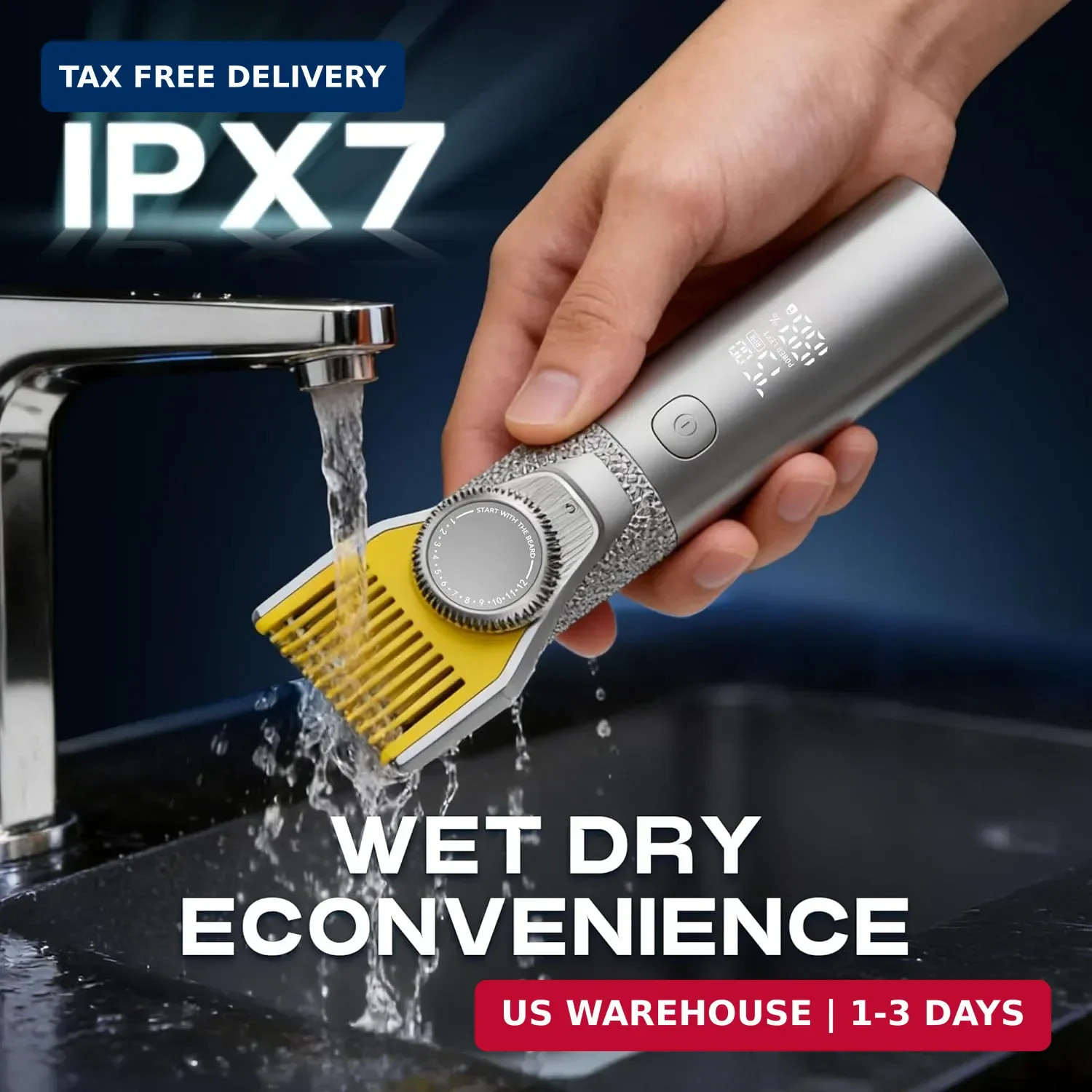 Beard Trimmer for Men, 6-in-1 Men’s Grooming Kit,IPX7 Waterproof Wet/Dry, 2-Spee