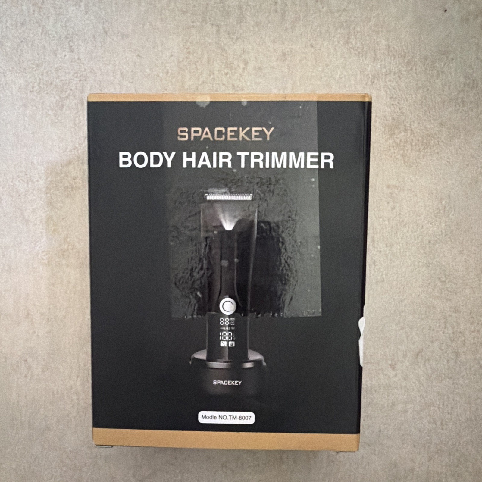SPACEKEY TM-8007 Body Hair Trimmer IPX7 Wet/Dry USB Digital Display Black